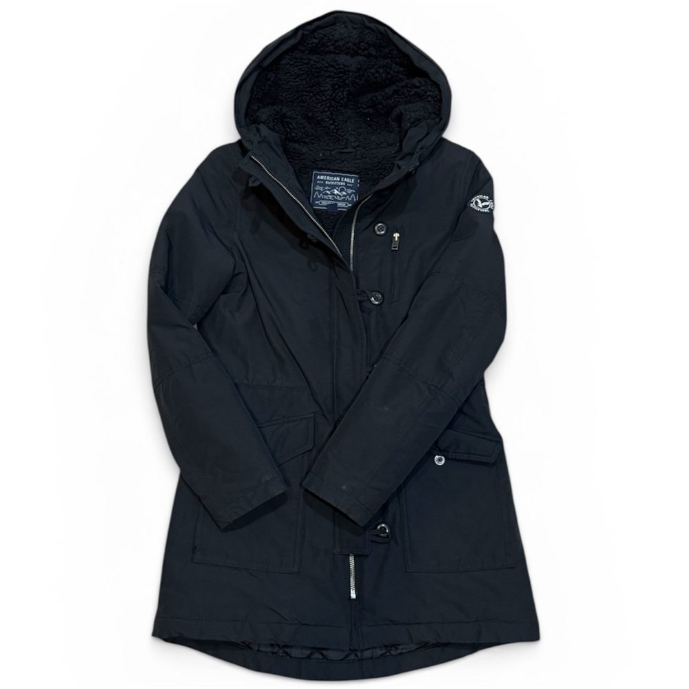 American Eagle Outfitters Black Hooded Coat XS
